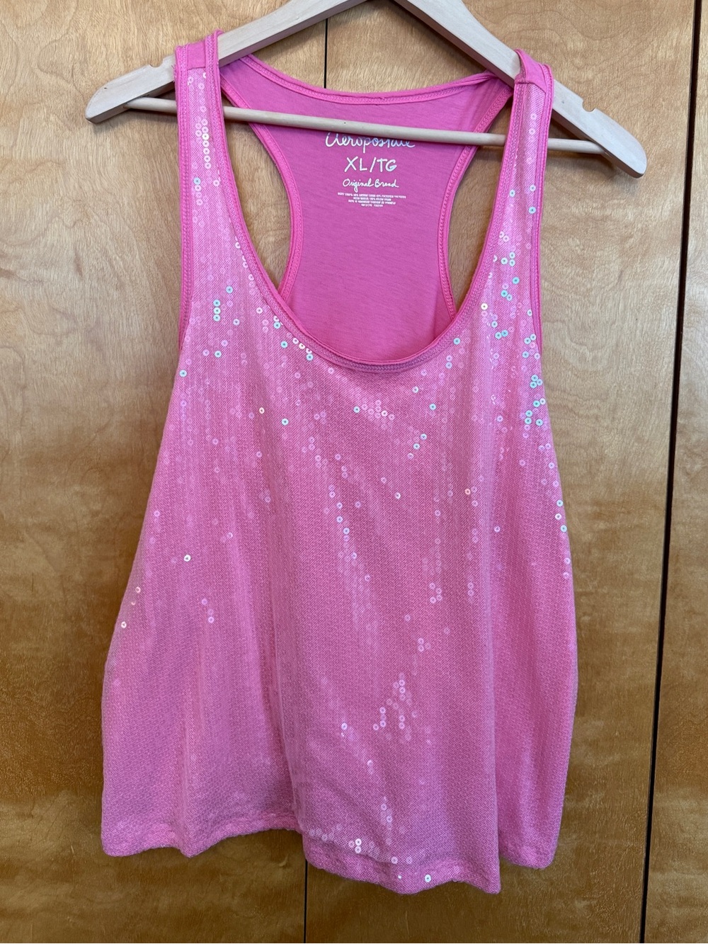 Aeropostale Hot Pink Sequin Racerback Tank Women Size XL
